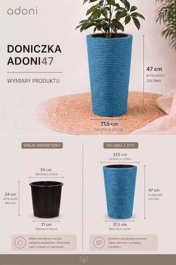 Adoni Plastic Blue Flower Pot 28x47cm