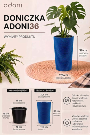 Adoni Plastic Blue Flower Pot 22x36cm