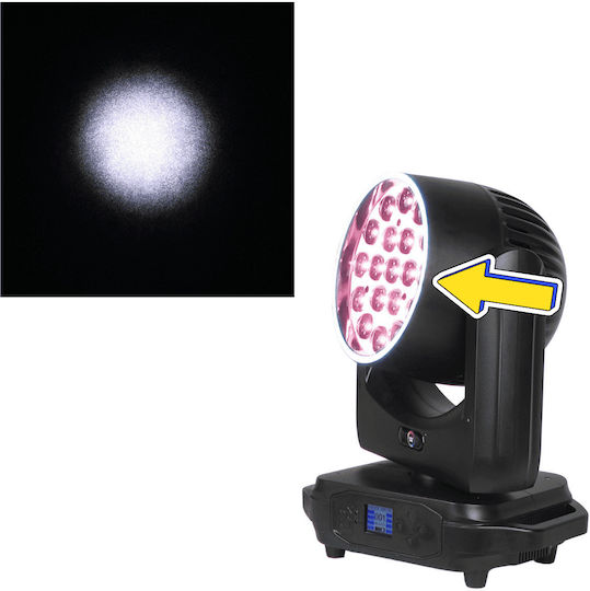 Light4me Sky Wash 19x15w RGBW Роботска Глава Сценично Фото Осветление Пръстен Ефект 19x15w RGBW LED + 60x0.3w RGB SMD LED Omega Монтажна Скоба