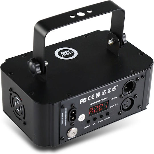 Light4me Парти Лазерен 1 Лазерен Проектор Сканиращ Фото Осветление RGB DMX 30 Kpps Графични Ефекти Анимации Безжично Дистанционно Управление Монтажна Конзола Активиране със Звук