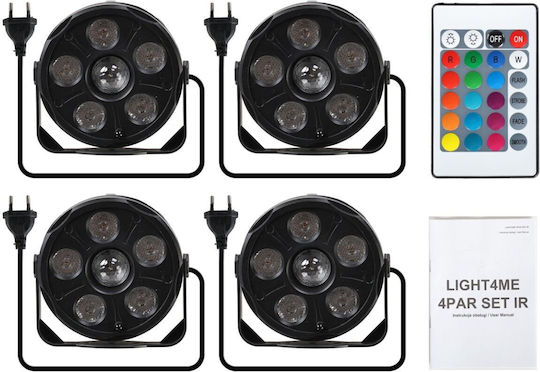 Light4me 4par Комплект Ir 4-Светлинен Rgb Led Par Комплект Парти Dj Осветление Безжично Дистанционно Управление Монтажни Скоби Ac Захранване