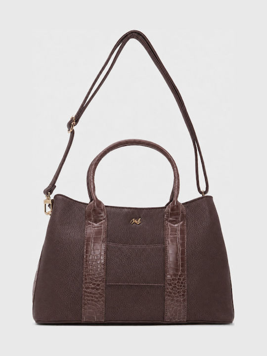 Fabric Women's Handbag Crossbody Croco Brown