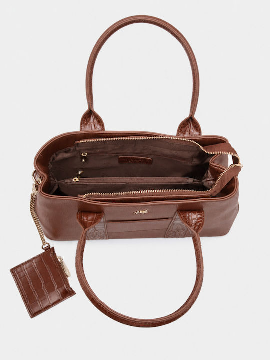 Fabric Women's Handbag Crossbody Croco Brown