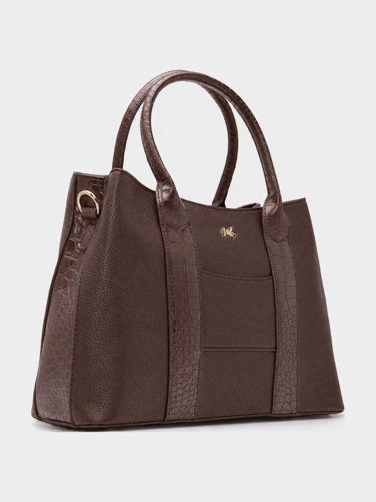 Fabric Women's Handbag Crossbody Croco Brown