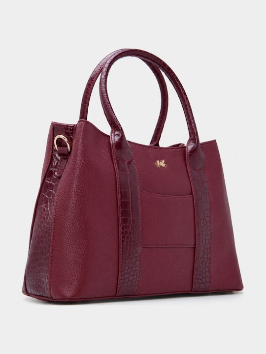 Fabric Women's Handbag Crossbody Croco Burgundy