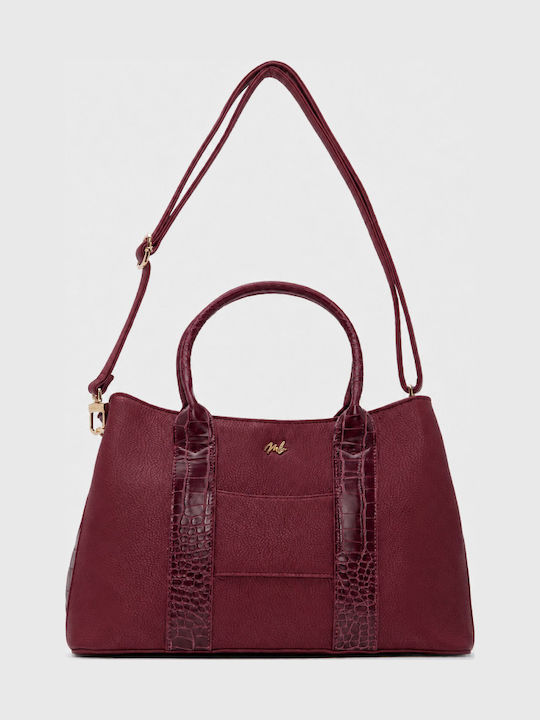Fabric Women's Handbag Crossbody Croco Burgundy