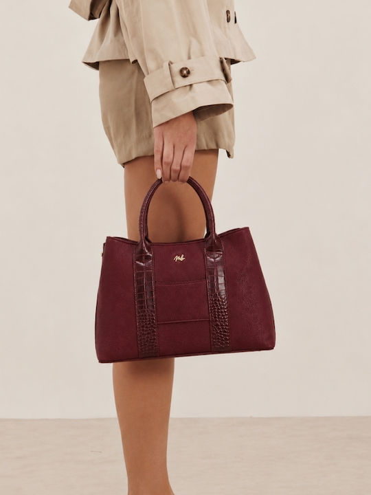 Fabric Women's Handbag Crossbody Croco Burgundy