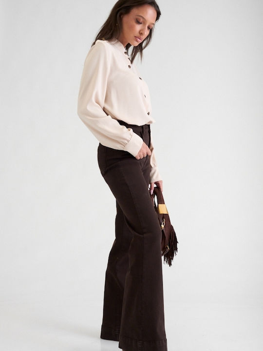 Women's Flared Brown Jean Pants