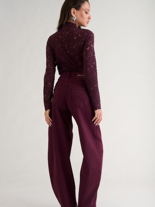 Women's Jean Pants Burgundy