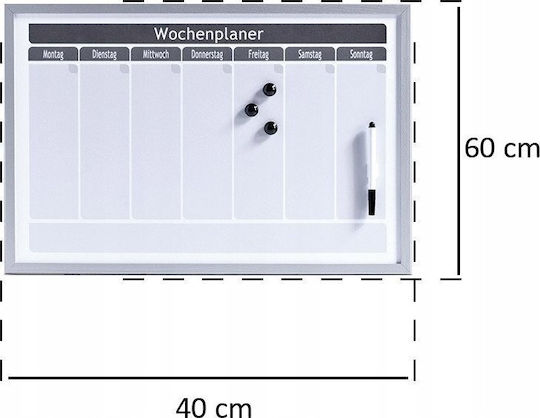 Zeller Magnetischer Trockenabwischbarer Tafeln Hängend 60x40cm