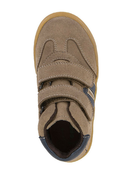 Kids Sneakers High Anatomic With Hoop & Loop Closure Beige