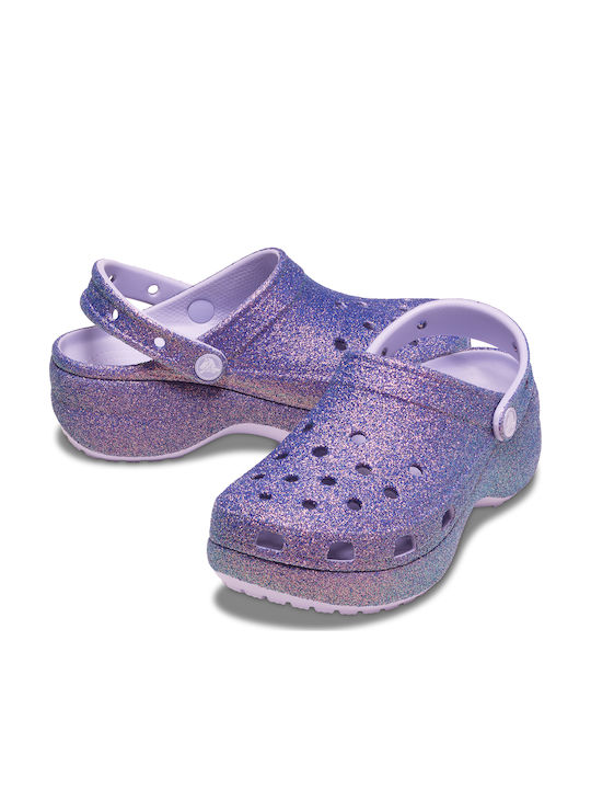 Crocs Classic Platform Iridescent Glitter Saboți de Damă Mov
