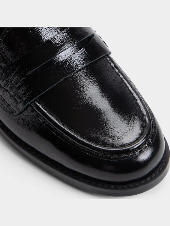 Lackleder Damen Mokassins in Schwarz Farbe
