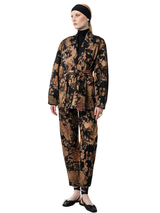 Moutaki Women's High Rise Fabric Trousers Floral