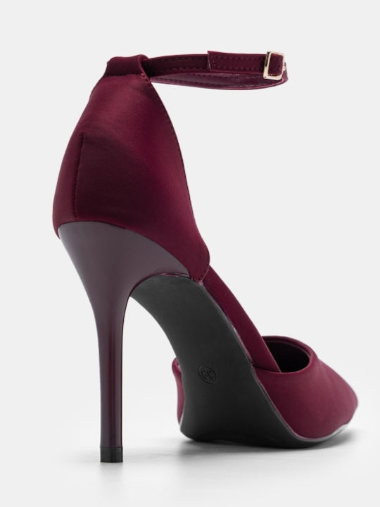 Pantofi cu toc cu Barete Burgundy