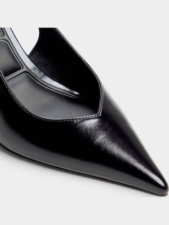 Lackleder Pumps mit Niedrigem Absatz Schwarz