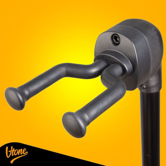 V-tone Deluxe G1 Регулируема Сгъваема Стоманена Черна Стойка за Китара Yoke Holder С Гравитационно Активиращо се Рамо Заключване 77-120 См До 10 Кг