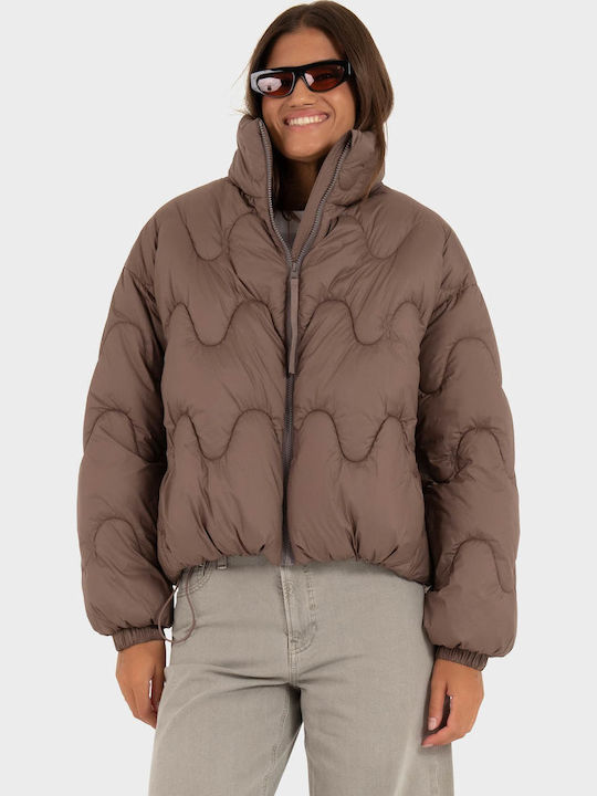 Дамско Puffer Яке Водоустойчиво за Зима Light Brown