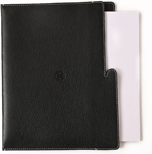 A4 Leder Klemmbrett Schwarz Echtes Leder 26x34 15blk00