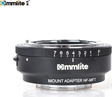 Commlite Adapter Olympus Panasonic Micro 4/3 M4/3 zu Nikon Nikkor + Blende