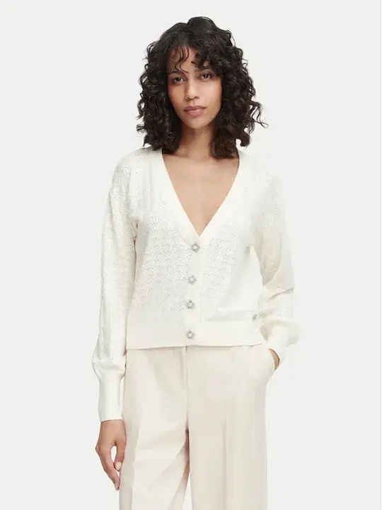 Lange Gestrickte Damen Strickjacke Off White