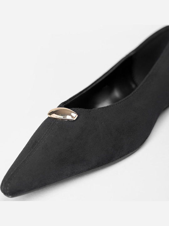 Wildleder Damen Ballerinas Spitz zulaufend Schwarze
