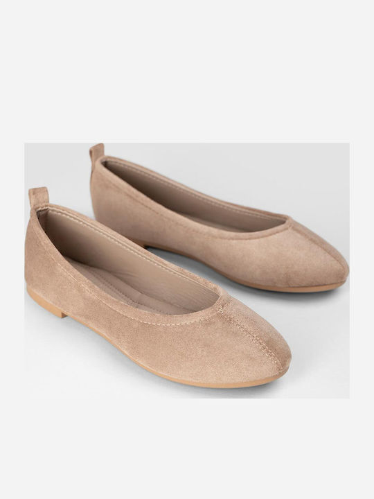 Super Mode Wildleder Damen Ballerinas Spitz zulaufend Braun