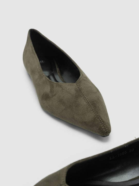 Sante Wildleder Damen Ballerinas Spitz zulaufend Khaki