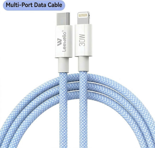 Leewello Lw-218 USB-C to Lightning Cable 30W Blue 1m (783208)
