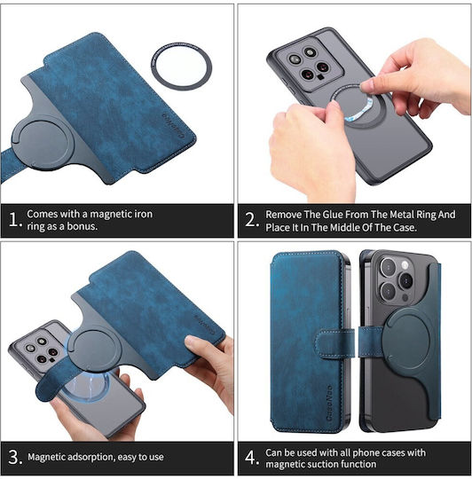 Caseneo Mw-03s Magnetic Detachable Wallet Case Smartphones 6.7 Inches Blue Universal Book Cover