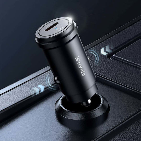 Mcdodo Auto-Ladegerät 45W 3A mit Einer Buchse 1xType-C zusammen mit Kabeltyp Type-C / Blitzschlag Schwarz Farbe