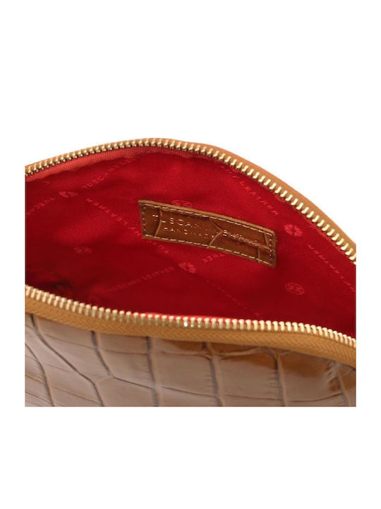 Tuscany Leather Kulturbeutel aus Leder Vera Croc Tabac Braun