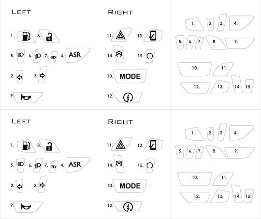 Piaggio Beverly 300 400 2021-2025 16pd59 Switch Symbols Stickers
