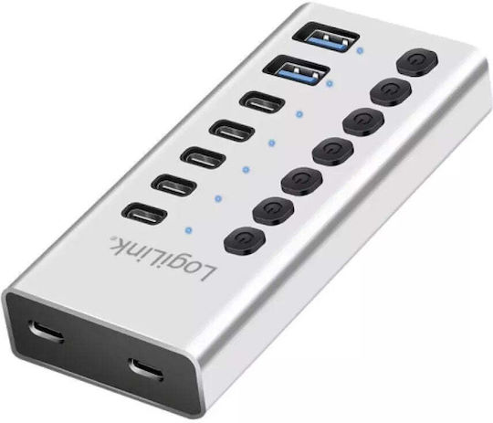 LogiLink Hub 7 de porturi USB 3.2 cu Conectare USB-C Argintiu