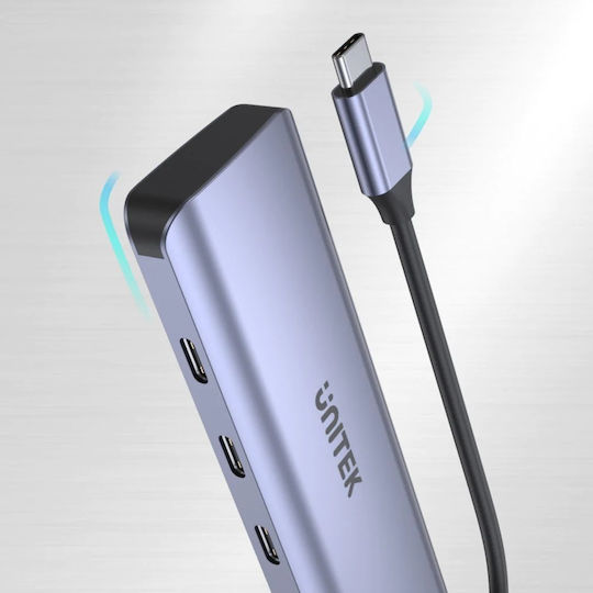 Unitek USB-Hub 4 Anschlüsse USB 3.0 mit USB-C Verbindung Grau