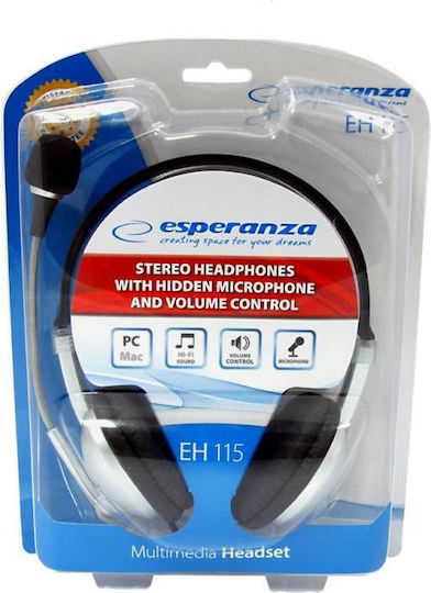 Esperanza EH115 Auf dem Ohr Multimedia-Headsets mit Mikrofon und Verbindung 3,5 mm Klinke in Schwarz Farbe