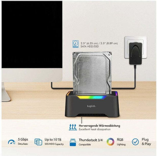 LogiLink Docking Station for SATA Hard Disks with USB-C / Thunderbolt Connection (QP0035)
