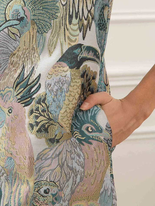 Summer Mini Dress in Turquoise Multicolour Pattern 2002 F214