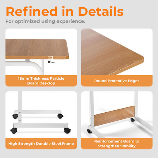 Wooden Grey Desk with Metal Legs & Adjustable Height 60x50cm