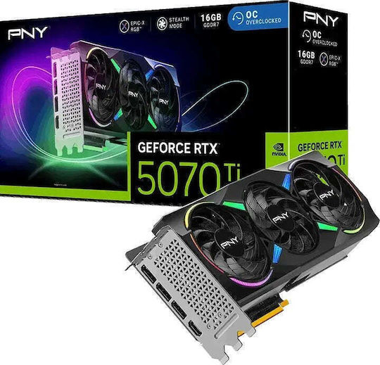 PNY GeForce RTX 5070 Ti 16GB GDDR7 Троен Вентилатор Видео Карта
