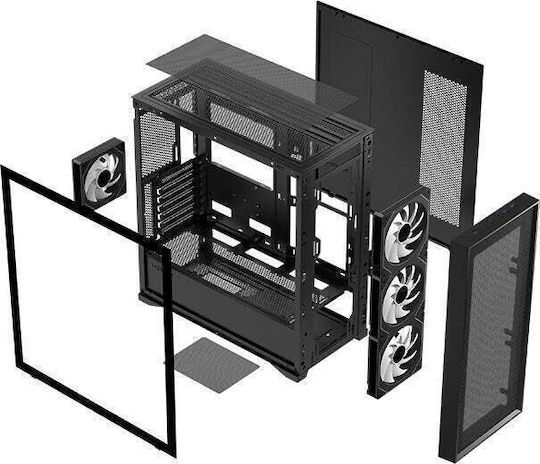 Krux Vox Gaming Midi Tower Computer Case with Side Window and ARGB Lighting Black