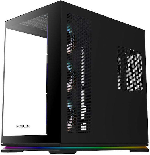 Krux Atron Gaming Midi Tower Computer Case with Side Window and ARGB Lighting Black