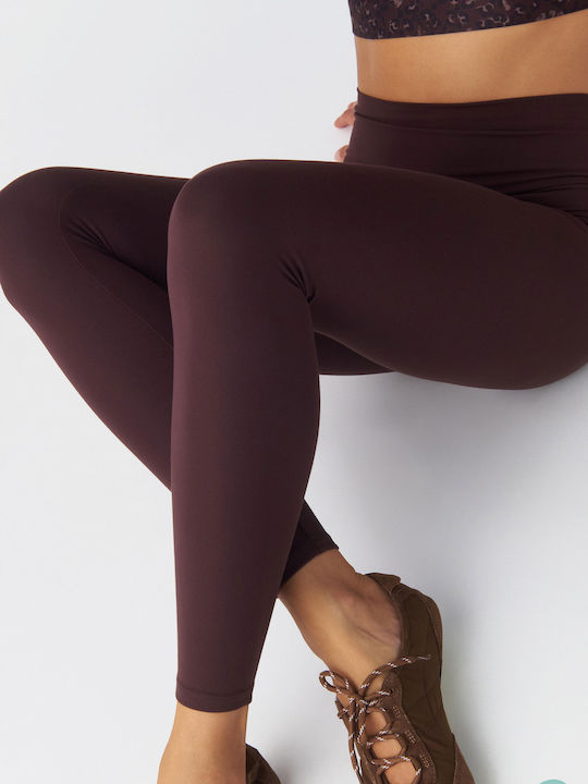 Damen Leggings Hohe Taille Braun