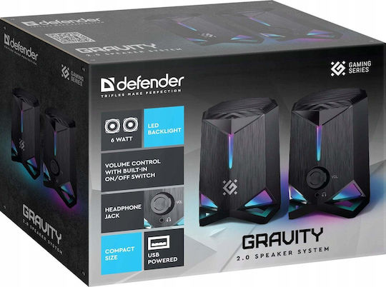 Defender Gravity Computerlautsprecher 2.0 mit Leistung 6W Schwarze