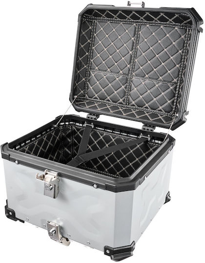Vevor Motorrad-Topcase Aluminium 55lt Silber