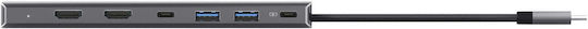 Trust 7 IN 1 USB-A / USB-C Докинг станция с HDMI 4K PD Ethernet и свързване 2 монитора Сребрист