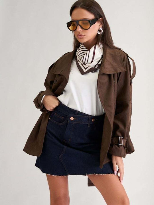 Women's Dark Brown Gabardine