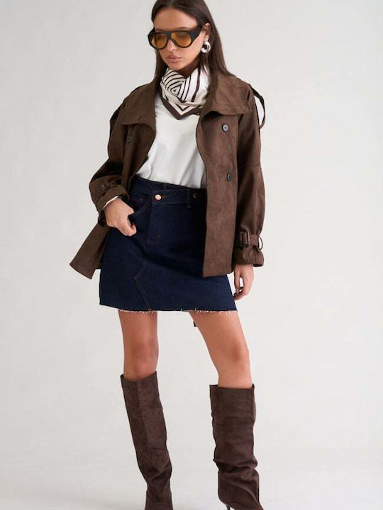 Women's Dark Brown Gabardine