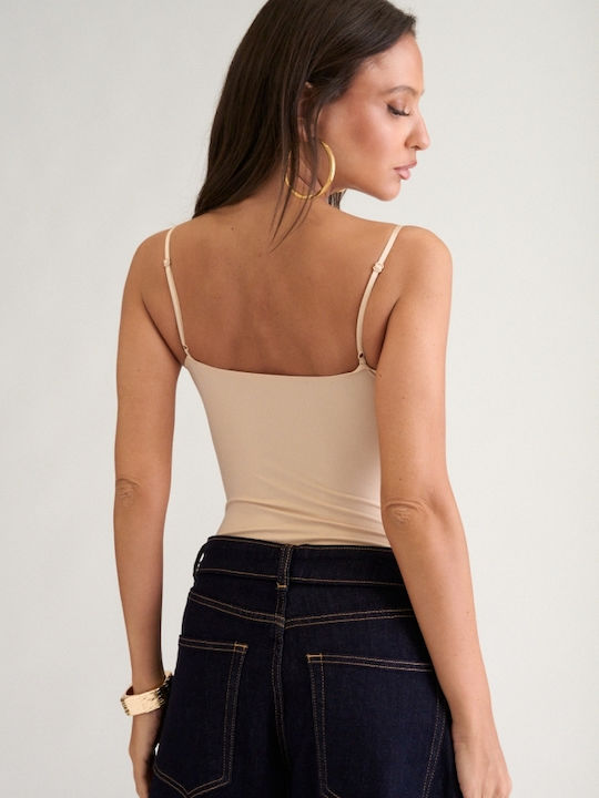 Padded Bodysuit Beige