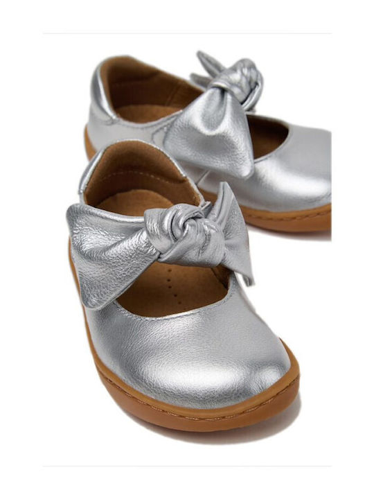 Kids Pumps & Ballerinas with Hoop & Loop Closure Leather Silver
